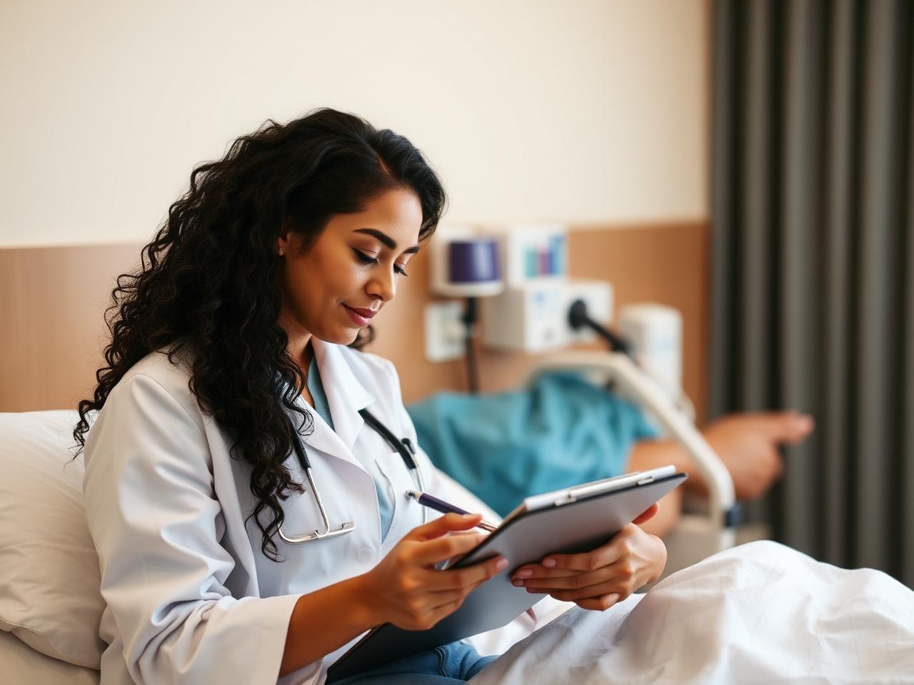 Specialist assessing a patient before gynaecologic surgery