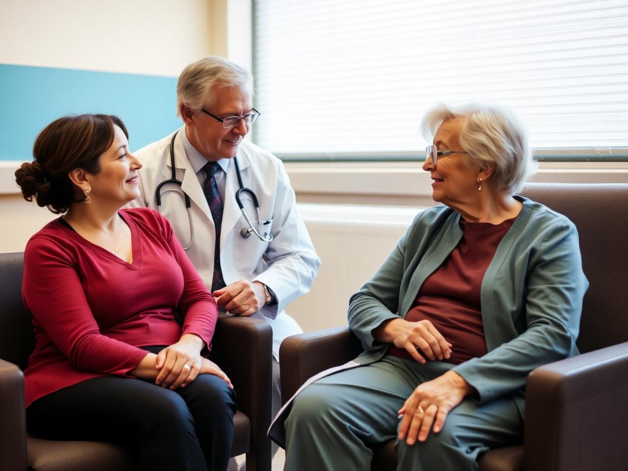 Doctor counselling a patient about surgical menopause and long-term health