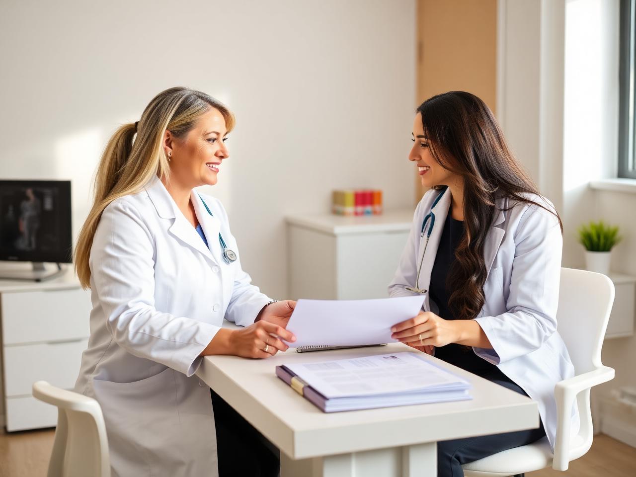 Female specialist reviewing gynaecology treatment with a patient