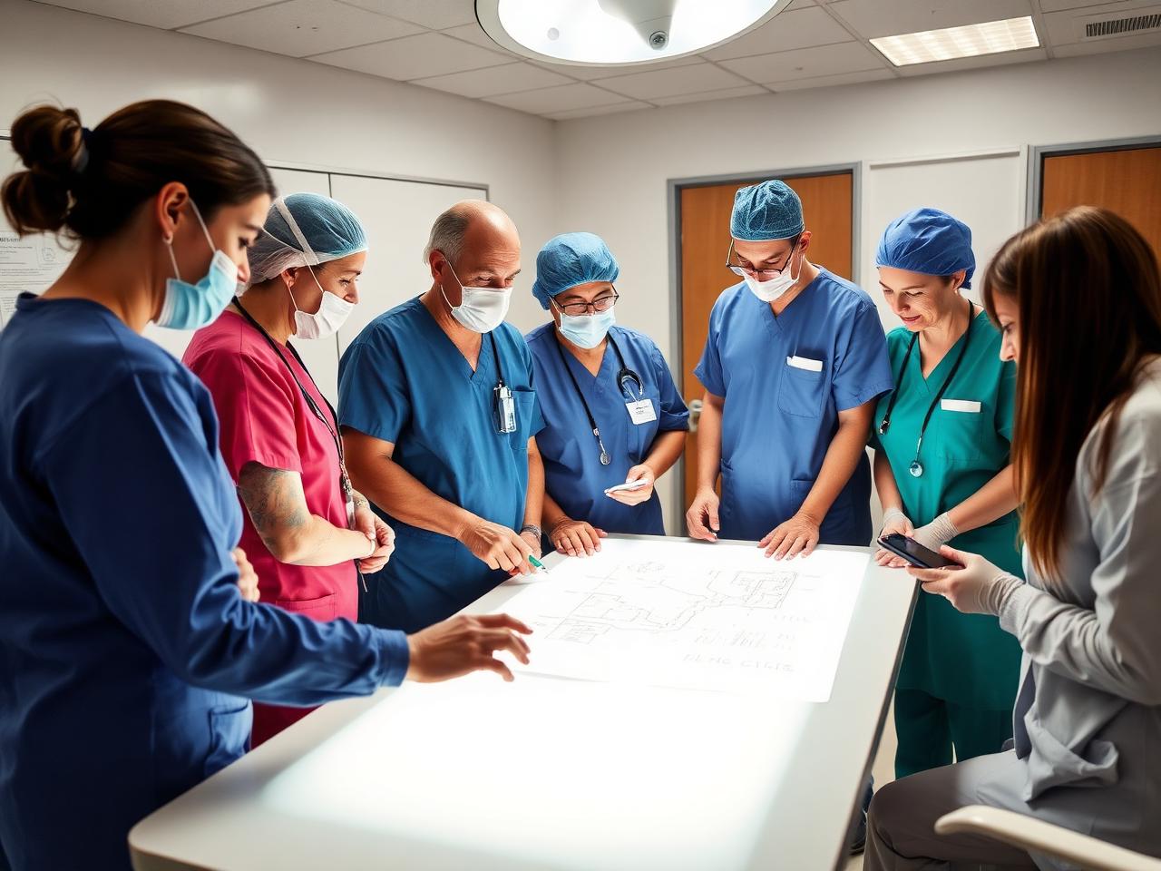 Hospital team planning a surgical procedure