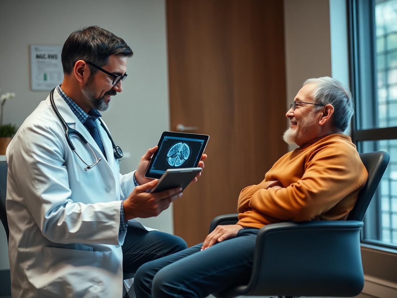 Doctor explaining a spine tumour treatment plan to a patient and family